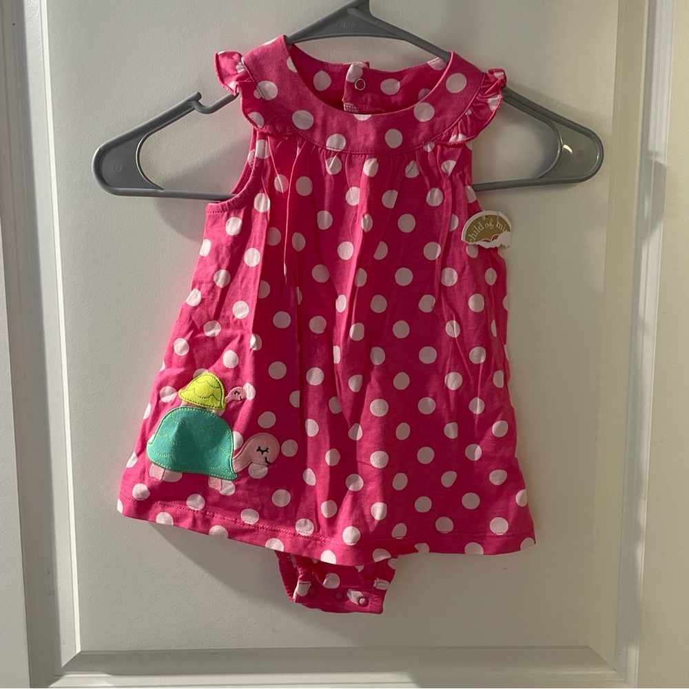 Child of Mine Pink and White Polka Dot Dress
